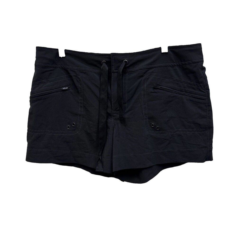 Athleta Short Women 12 Black Stretch Drawstring Pockets Zip